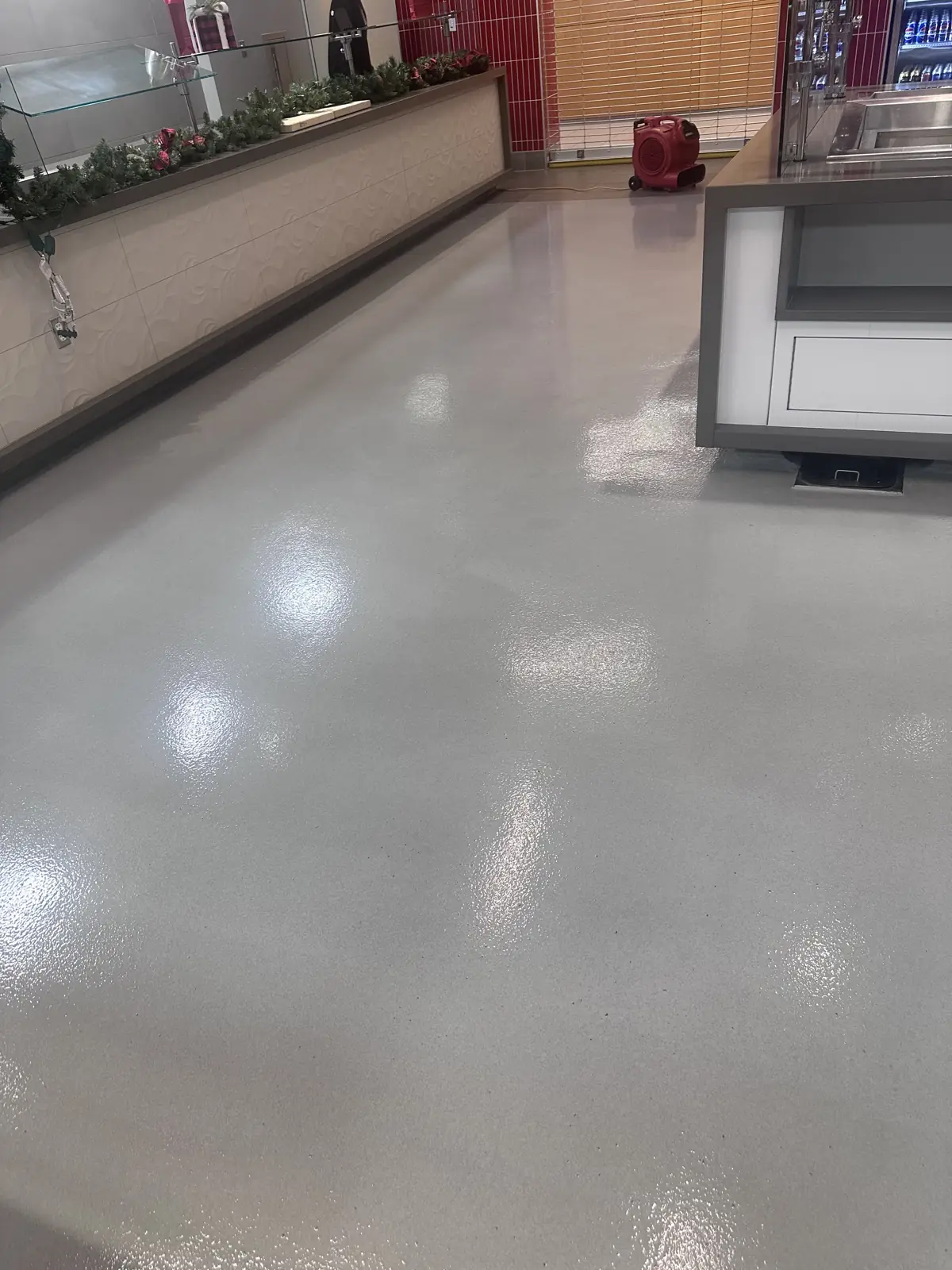 Glossy refinished lounge floor