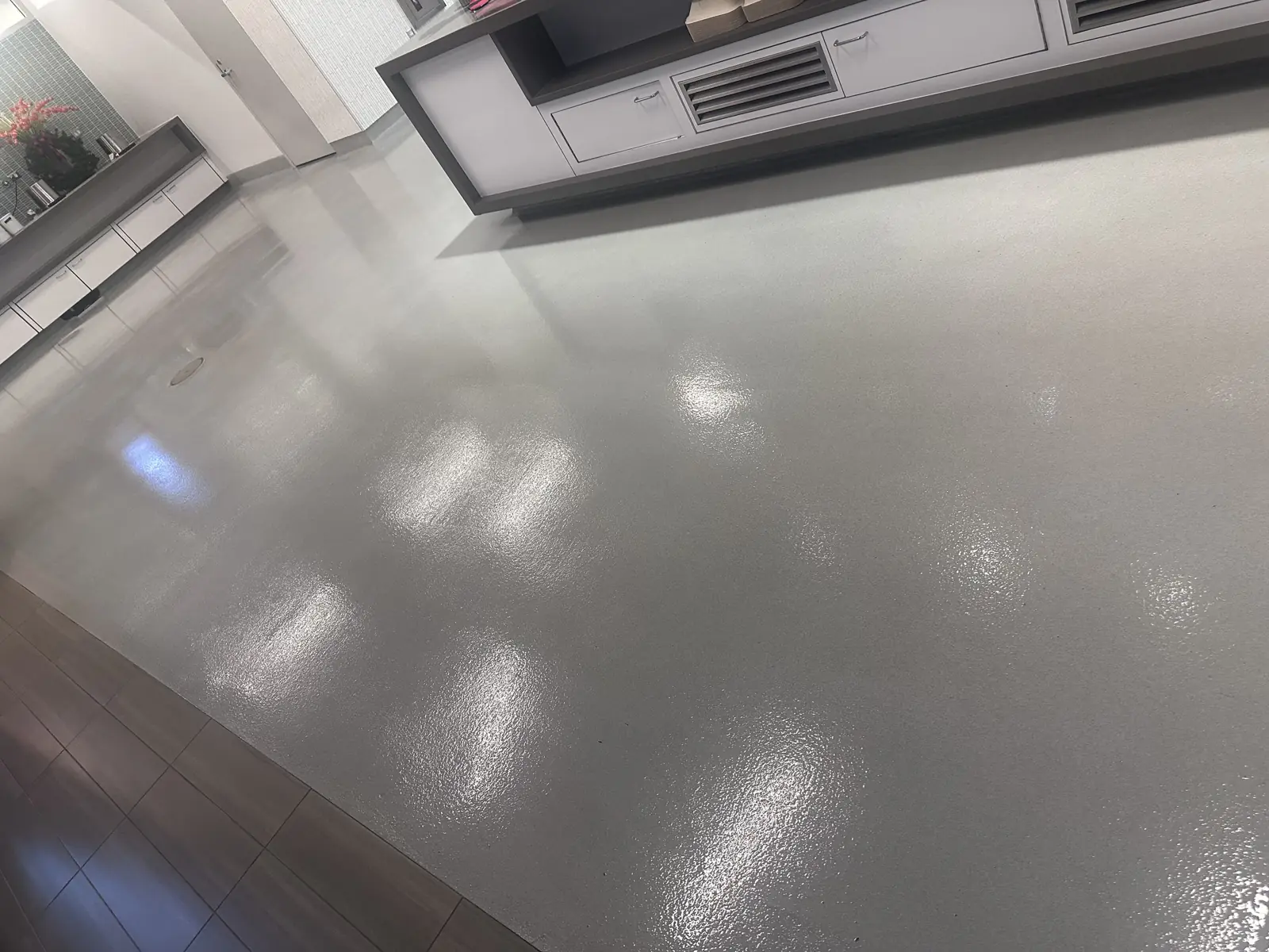Break room floor after a Nexara strip and refinish
